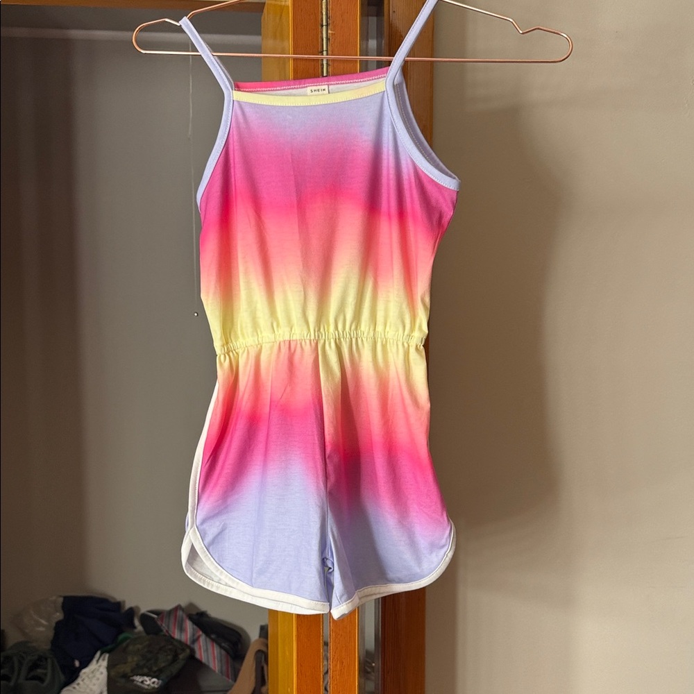 SHEIN Pink and Yellow Kids Romper